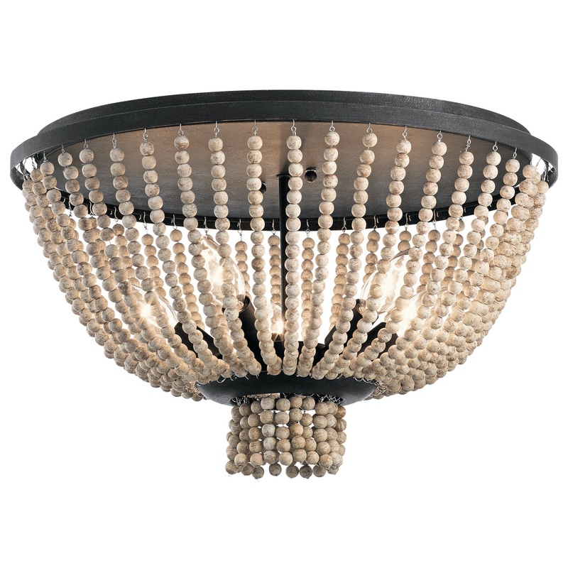 Kichler 43893DBK Five Light Flush Mount, Distressed Black