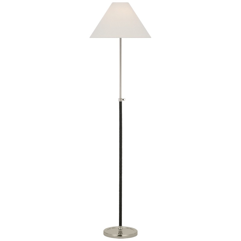 LED Floor Lamp from the Basden Collection in Polished Nickel And Black Rattan Finish by Visual Comfort Signature