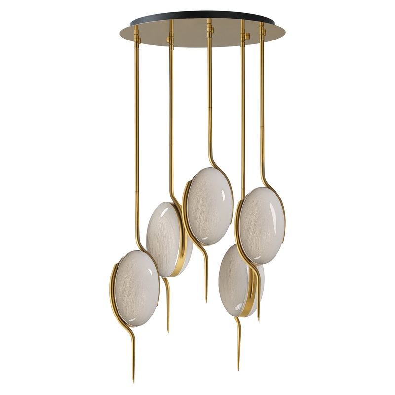 Locket 5-Light LED Pendant Natural Aged Brass