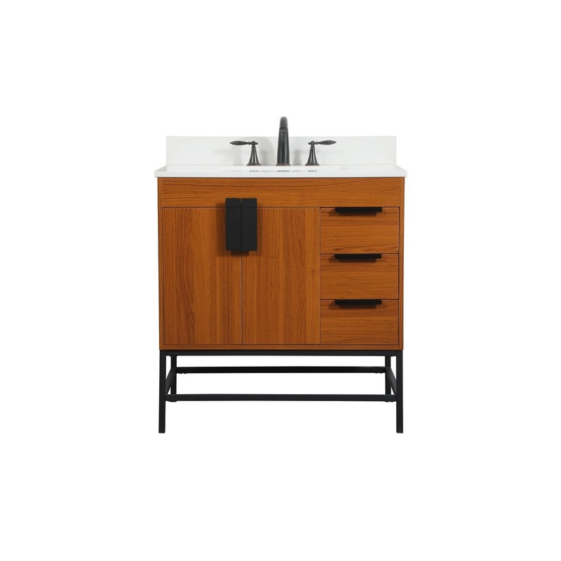 Single Bathroom Vanity from the Eugene Collection in Teak Finish by Elegant Lighting