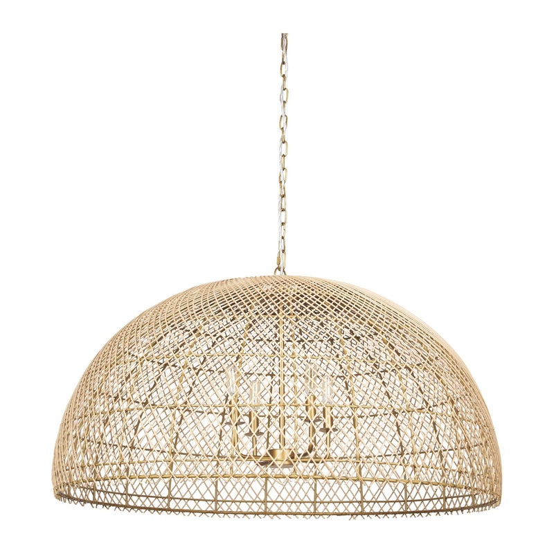 Thad Chandelier Rattan | Gold Metal