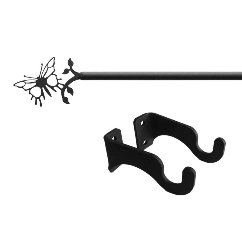 Village Wrought Iron CUR-38-35-S Butterfly Curtain Rod SM (Hardware is INCLUDED)