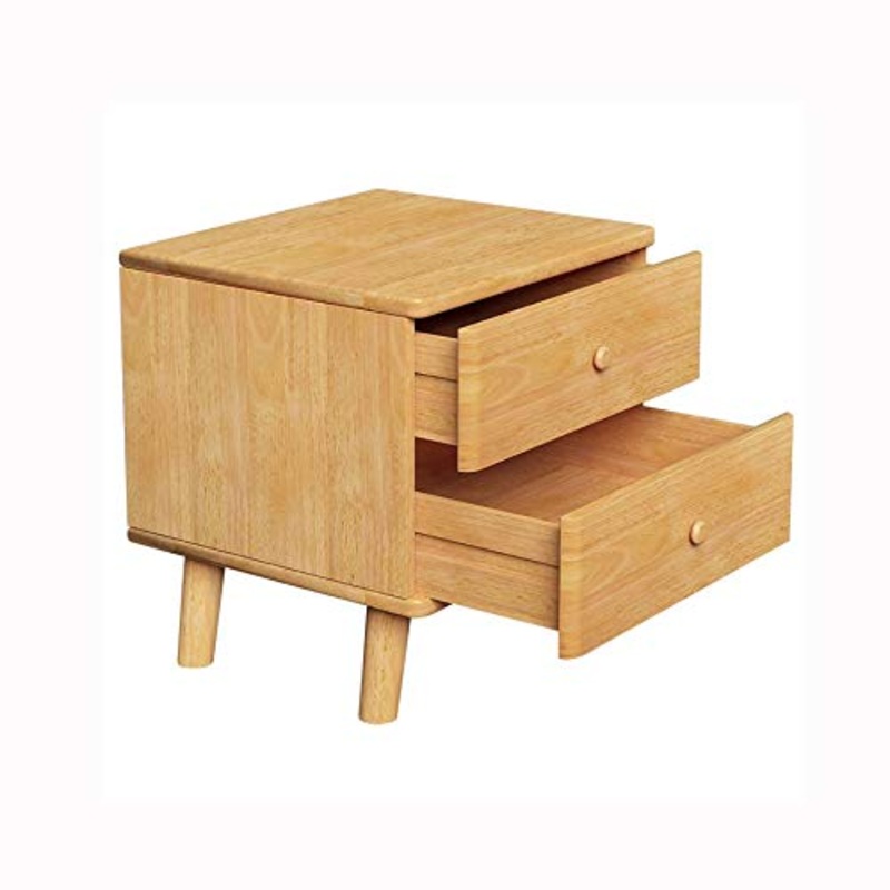 WALNUTA Comodino in Legno massello Armadio Camera da Letto dal Design Semplice e Moderno, Comodino Doppio cassetto