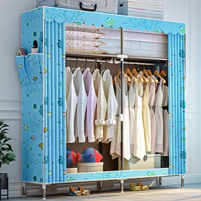 wardrobe Armadio di Stoffa, Armadio di Rinforzo Audace in Tubo d’Acciaio Tessuto, Armadio di Stoccaggio Economico