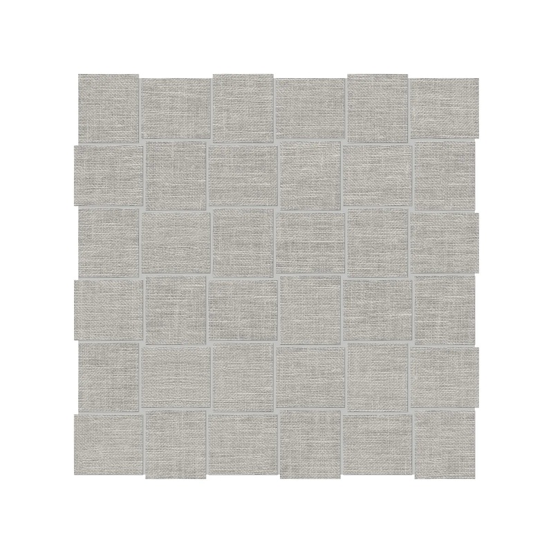 2″ x 2″ Basketweave Belgian Linen Fog Porcelain Mosaics. 1 Sheet = .96 Sq. Ft. (69-568) 2″ x