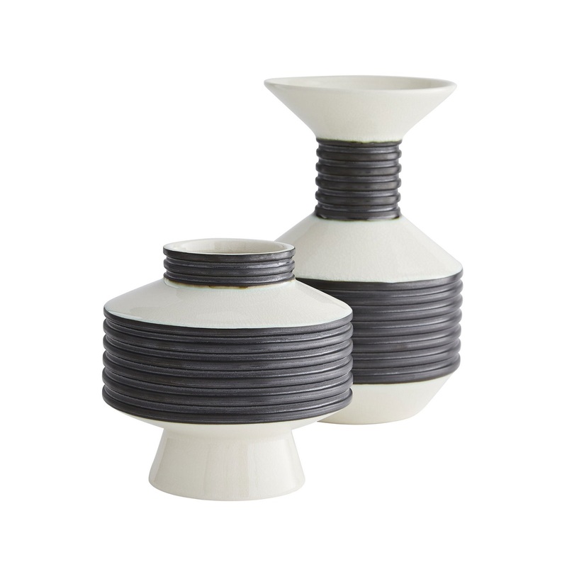 Arteriors 7728 Alfredo Vases Set of 2 Ivory Crackle