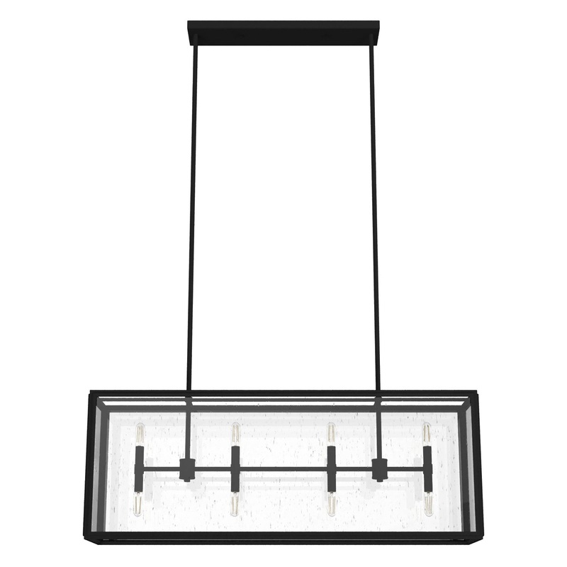 Eight Light Linear Chandelier from the Felippe Collection in Natural Black Iron Finish by Hunter