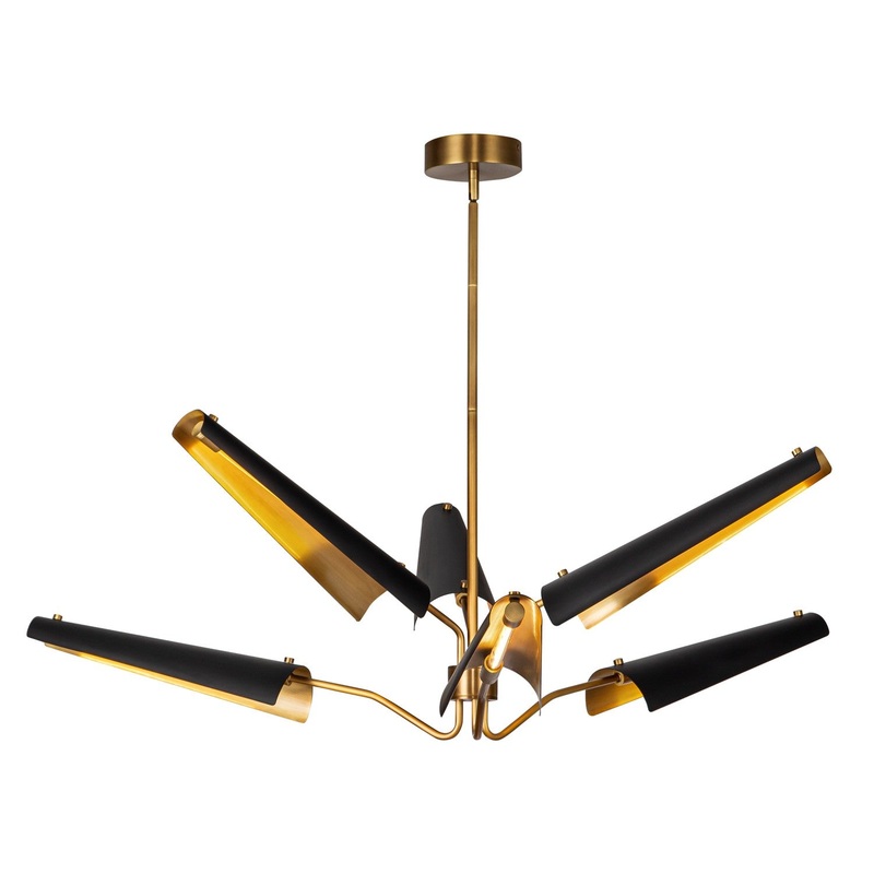 LED Chandelier from the Osorio Collection in Matte Black/Vintage Brass Finish by Alora