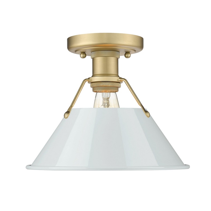 One Light Flush Mount from the Orwell Collection in Brushed Champagne Bronze Finish by Golden