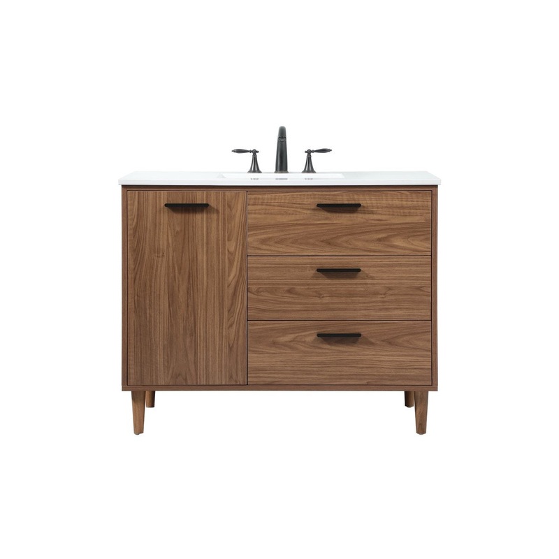 Single Bathroom Vanity from the Baldwin Collection in Walnut Brown Finish by Elegant Lighting