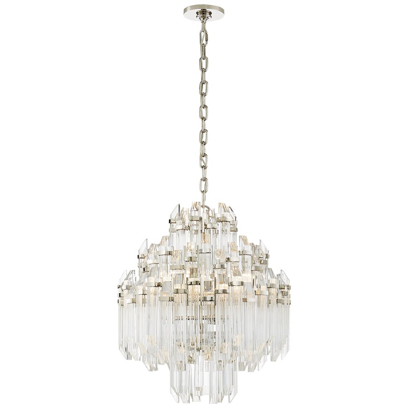Six Light Chandelier from the Adele Collection in Polished Nickel With Clear Acrylic Finish by Visual Comfort Signature