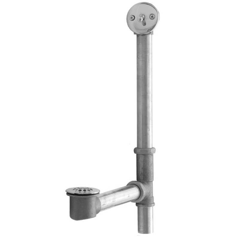 Tub Drain Bottom Outlet Standard Trip Lever Faceplate 2 Hole Waste Satin Nickel Fixed 1-1/2 Inch Brass 6 Inch