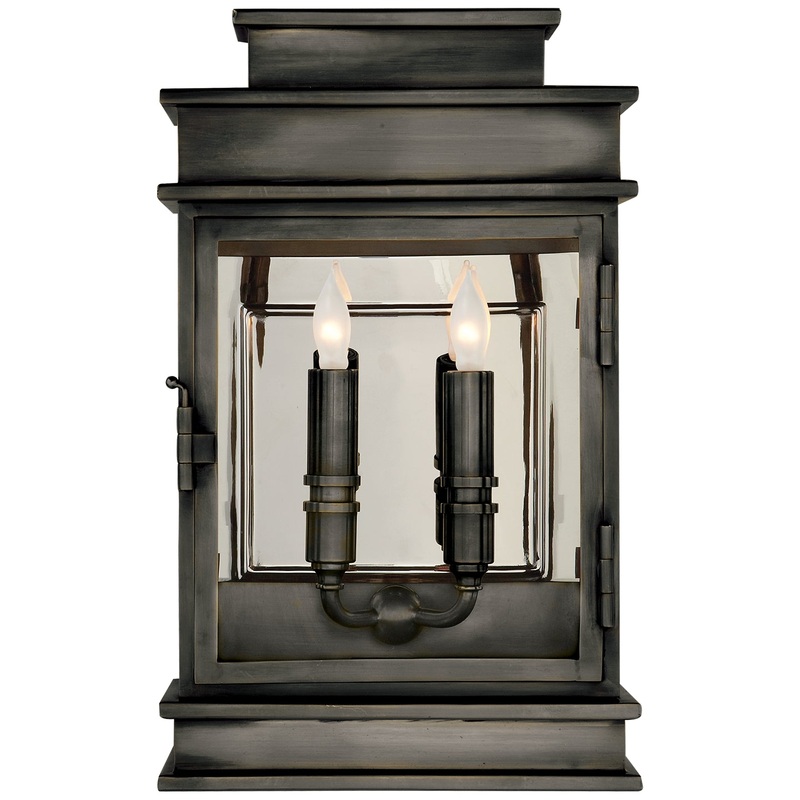 Two Light Linear Lantern from the Linear Lantern Collection in Bronze Finish by Visual Comfort Signature
