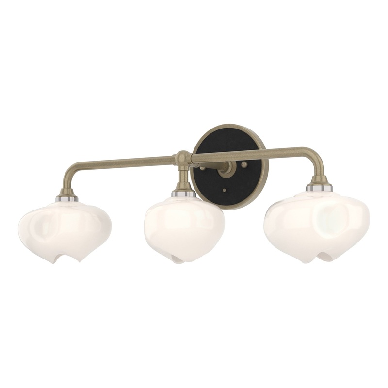 Ume 3-Light Curved Arm Bath Sconce Soft Gold Black