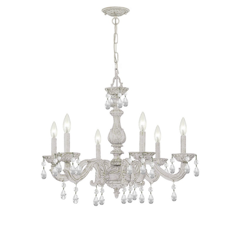 Crystorama 5036-AW-CL-MWP Paris Market Six Light Chandelier Antique White
