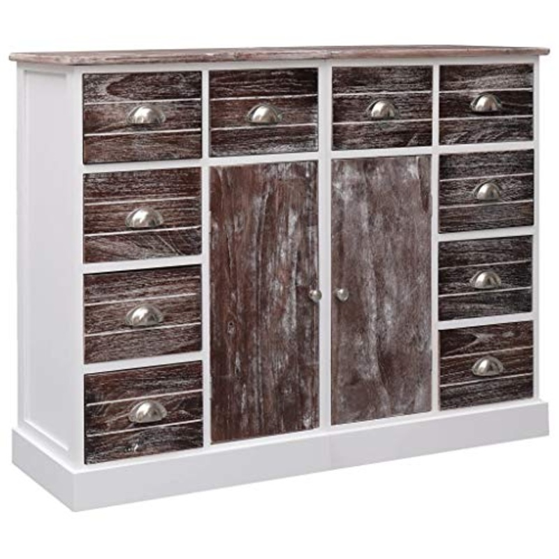 FAMIROSA Credenza con 10 Cassetti Marrone 113x30x79 cm in Legno
