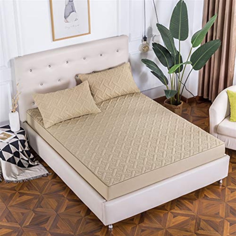 Liveinu Coprimaterasso con 360 Gradi Chiusura a Cerniera Fleece Trapuntato nel Complesso Proteggere Lenzuolo Proteggi Materasso Traspirante, Anallergico Giallo 180x200x25cm