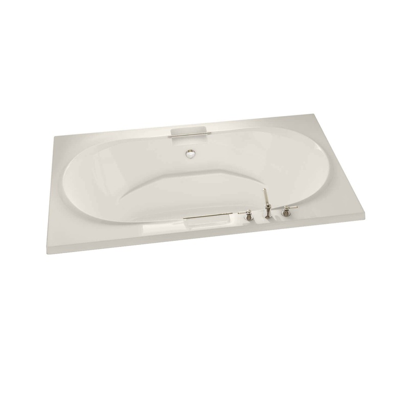 MAAX 101250-091-007-100 Antigua 72 x 42 Acrylic Drop-in Center Drain 10 Microjets Bathtub in Biscuit