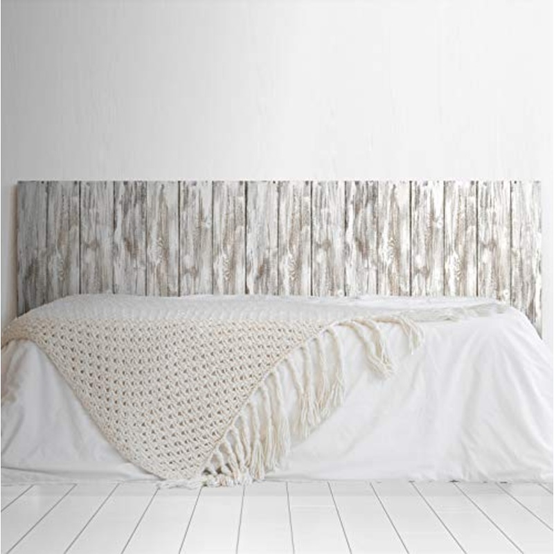 MEGADECOR – Testiera per letto in PVC, decorativa, economica, stampata, in legno, assi verticali, dipinte bianco, effetto gesso, diverse misure