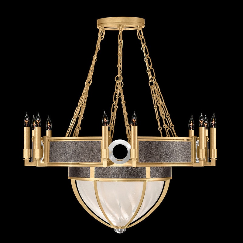 Mirage 35.75″W Round Chandelier Gold Leaf/Nickel/Pebble