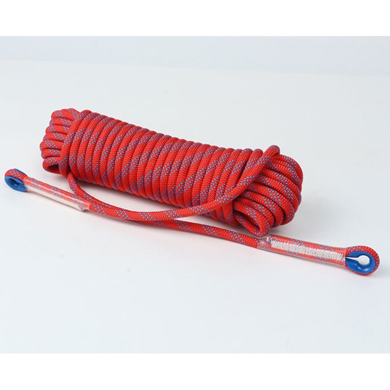 Red 10mm Double Hook Climbing Rope Set – 10m Durable Outdoor Safety Rescue Cord