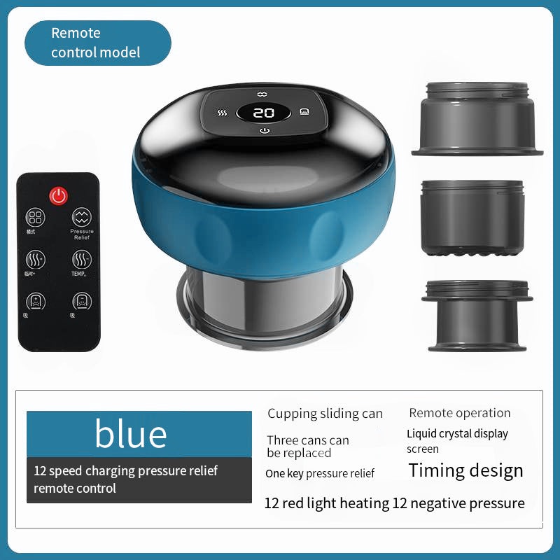 Smart Electric Cupping Therapy Massager – Adjustable Suction & Heat, Red Light Therapy, USB-C Rechargeable(Blue)