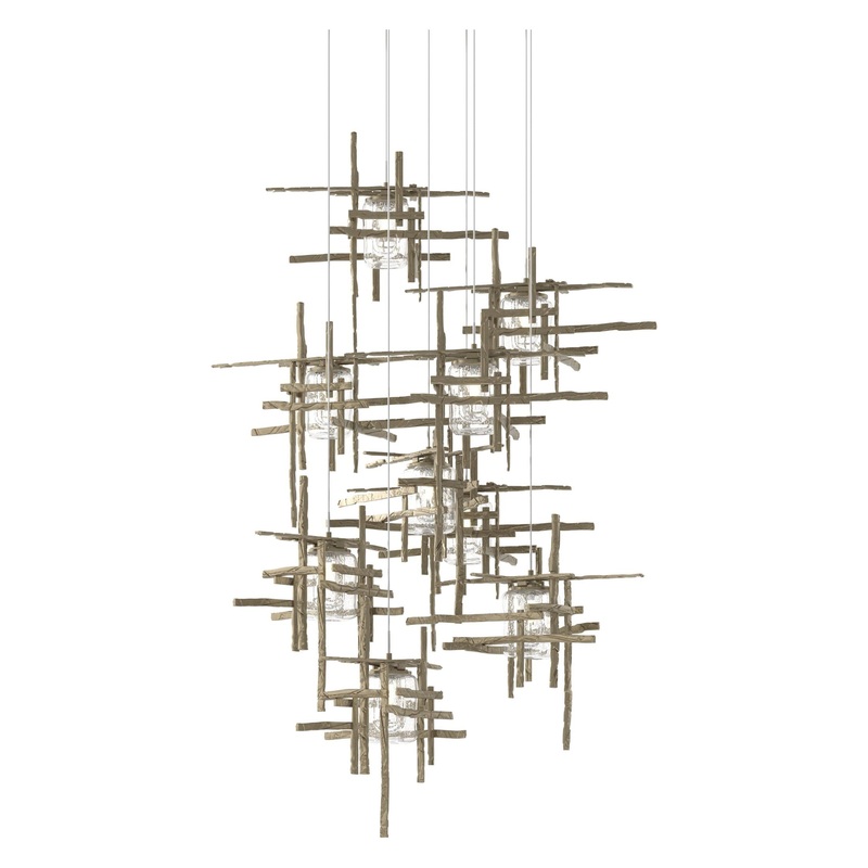 Tura 9-Light Seeded Glass Pendant Vintage Platinum