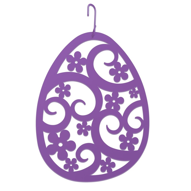 Village Wrought Iron HOS-343P Easter Egg Decorative Hanging Silhouette Purple Color