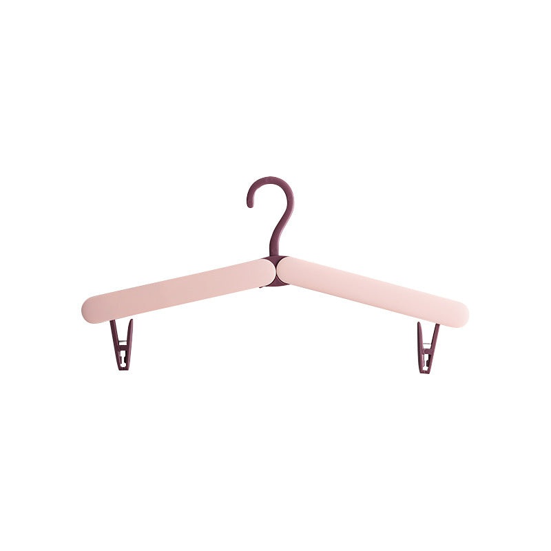 2PCS Pink Portable Travel Hanger with Hidden Clips – Lightweight Folding Clothes Hanger for Socks and Small Items