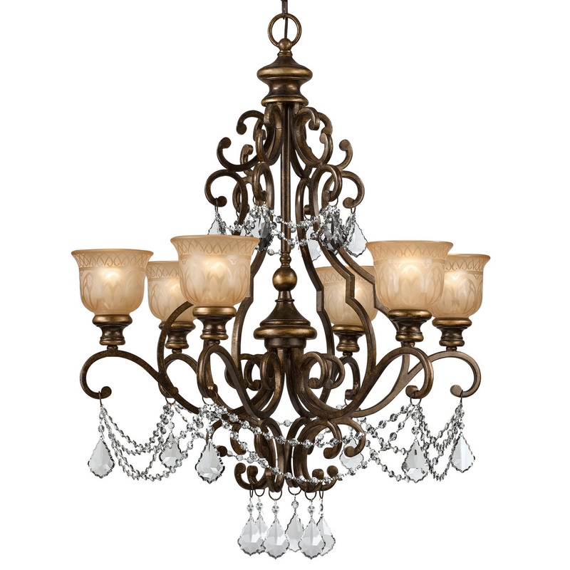 Crystorama 7516-BU-CL-MWP Norwalk Six Light Chandelier Bronze Umber