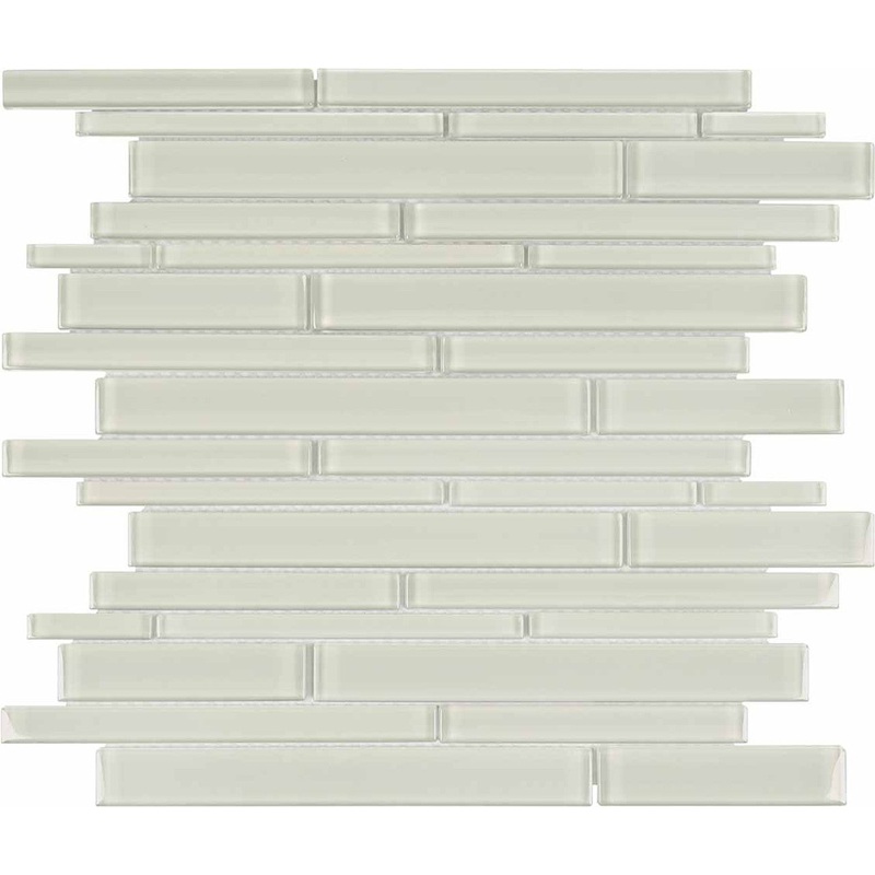 Element Sand Random Strip Glossy Glass Mosaics. 1 Sheet = .96 Sq. Ft. (35-062)