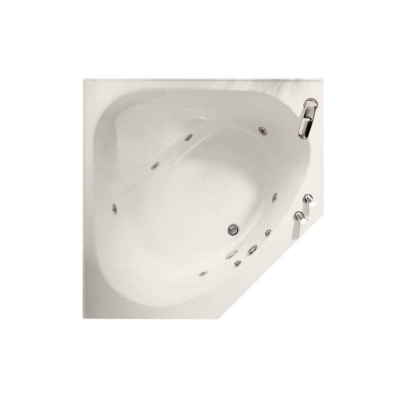 MAAX 100054-003-007-000 Tandem II 6060 Acrylic Corner Center Drain Whirlpool Bathtub in Biscuit