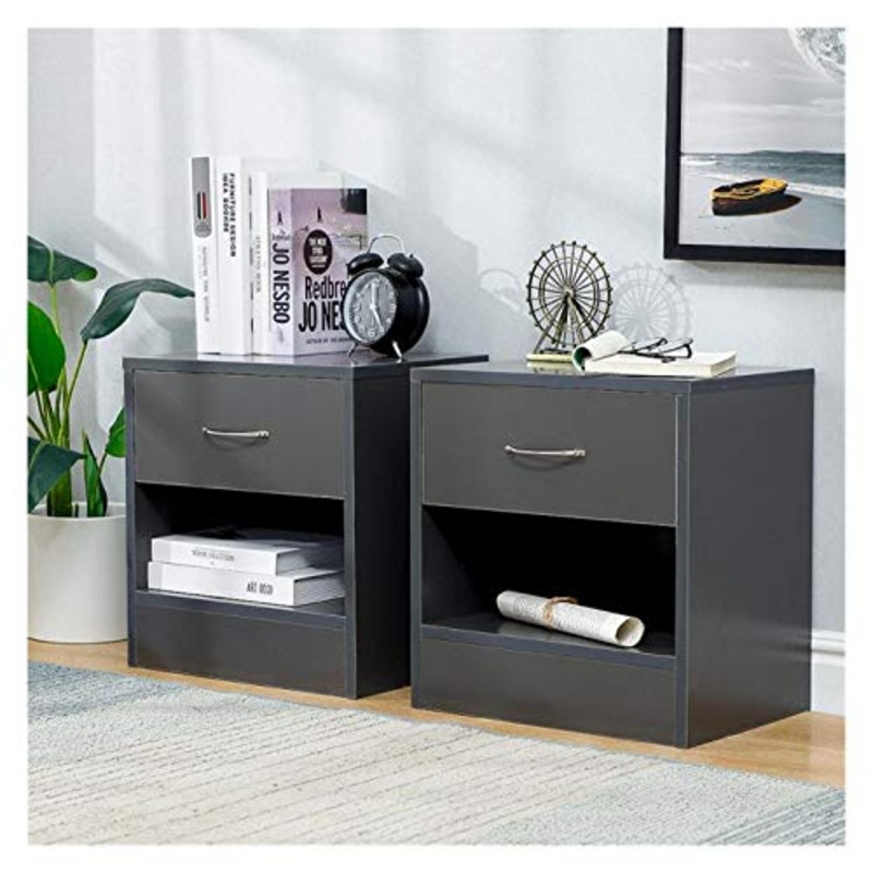 Moderni Tavolini In Legno Per Comodini Da Comodino Nordic Creative Home End Tables Bedstand Cabinet Storage Storage Bedroom Mobili Strumento HWC, Comodino ( Color : 2pcs black , Size : 41x28x39cm )