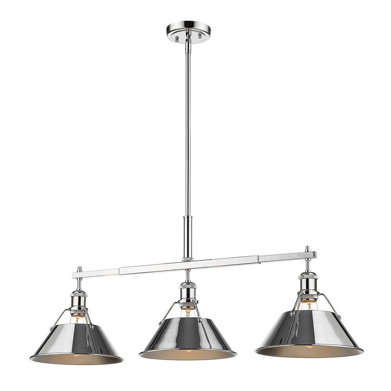 Three Light Linear Pendant from the Orwell Collection in Chrome Finish by Golden