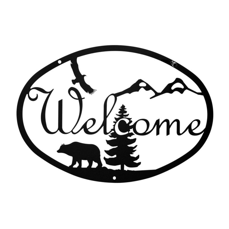 Village Wrought Iron WEL-193 Bear Welcome Sign Medium