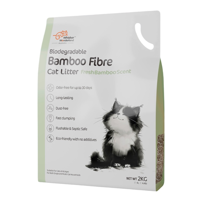 Whisker Wonderland Bulk Biodegradable Bamboo Fibre Cat Litter 2KG – Full Box (Save More!) | Superior Odour Control, Fast Clumping & Flushable | Eco-Friendly Value Pack