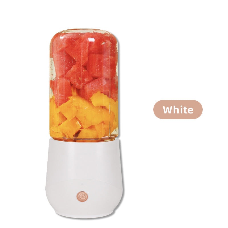 White Compact Portable Blender – USB Rechargeable Mini Juicer Cup with 4 Blades