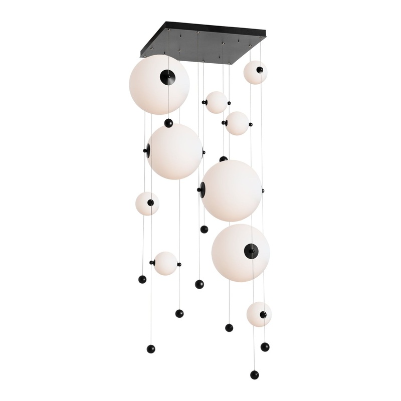 Abacus 10-Light Square LED Pendant Black Opal Glass (GG)