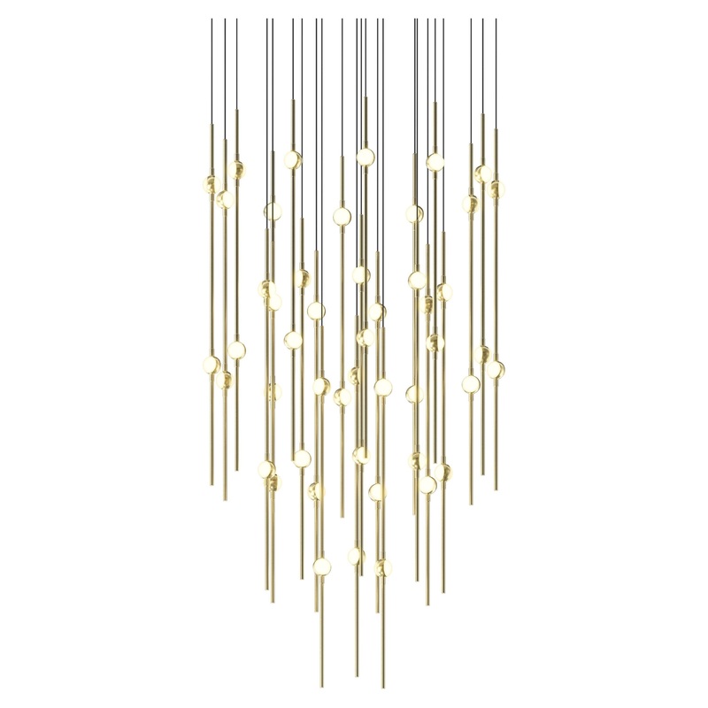 Aries 25″ Round LED Pendant Satin Brass with White Optical Acrylic 2700K 10′ Adjustable Cord