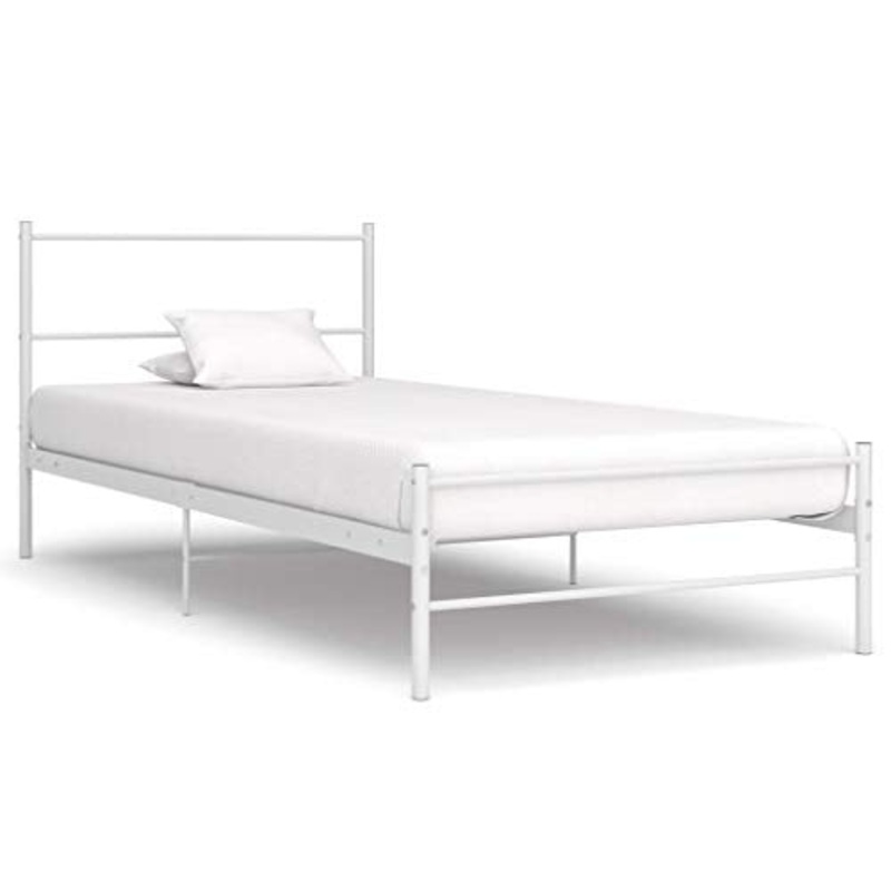 BIGTO – Struttura letto in metallo acciaio per camera da letto, 90 x 200 cm, colore: Bianco