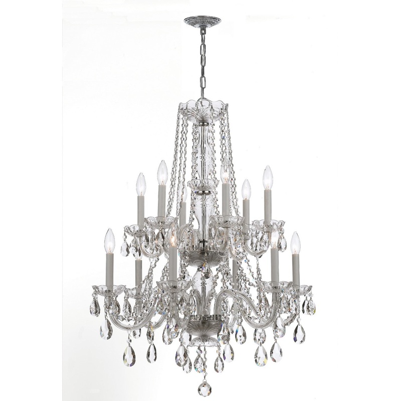 Crystorama 1137-CH-CL-MWP Traditional Crystal 12 Light Chandelier Polished Chrome