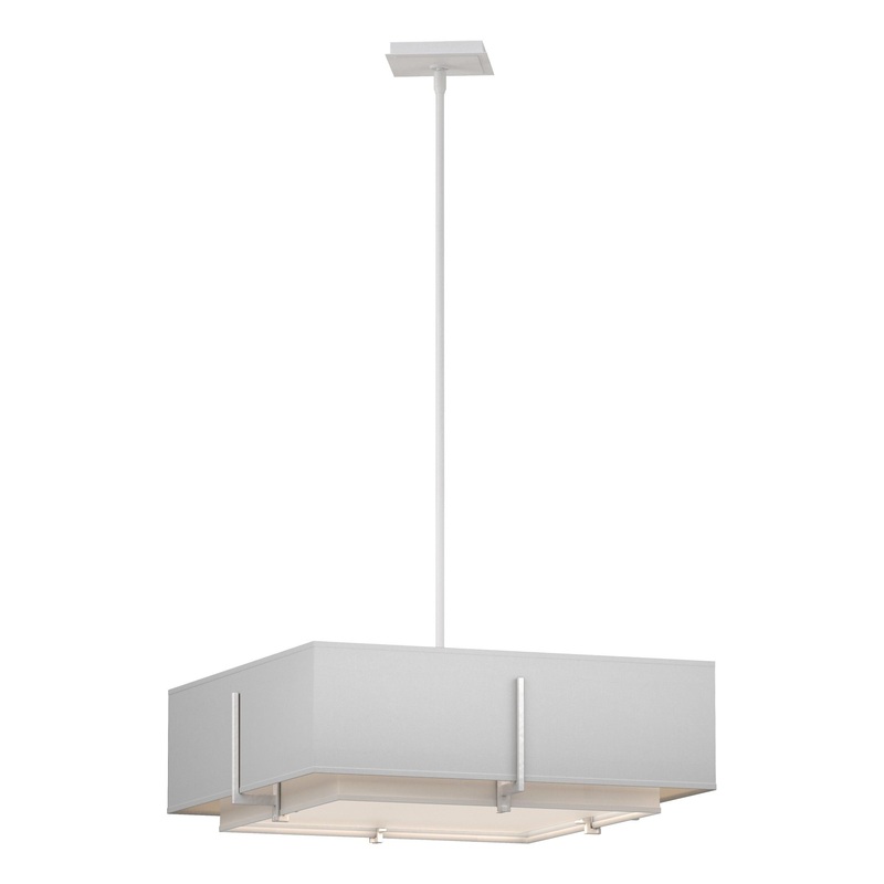 Exos Square Double Shade Pendant White Natural Anna Inner Shade & Natural Anna Outer Shade