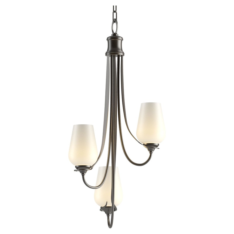 Flora 3-Arm Chandelier Oil Rubbed Bronze Opal Glass (GG)