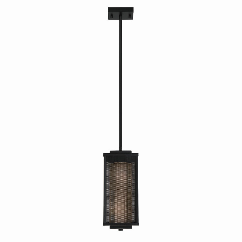 LED Outdoor Pendant from the Brama Collection in Black/Gold Finish by Eurofase