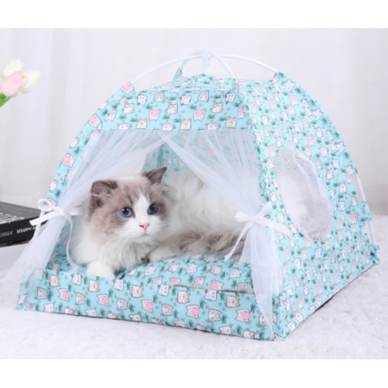 M 40*40CM 10 Catties Within The Pet Blue Cat Cooling Summer Pet Tent – Portable Foldable Breathable Outdoor Cat House Shelter