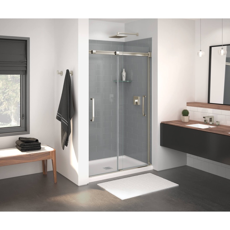 MAAX 138761-900-305-000 Inverto 43-47 x 70 -74 in. 8mm Bypass Shower Door for Alcove Installation with Clear glass in Brushed Nickel