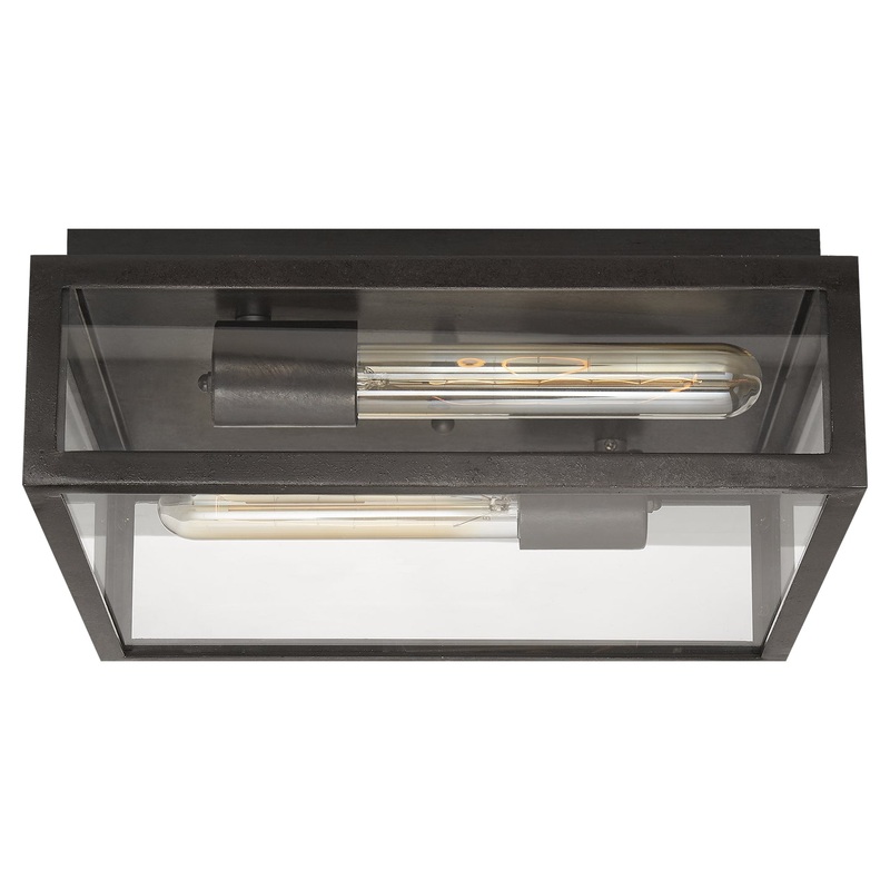 Two Light Flush Mount from the Fresno Collection in Aged Iron Finish by Visual Comfort Signature