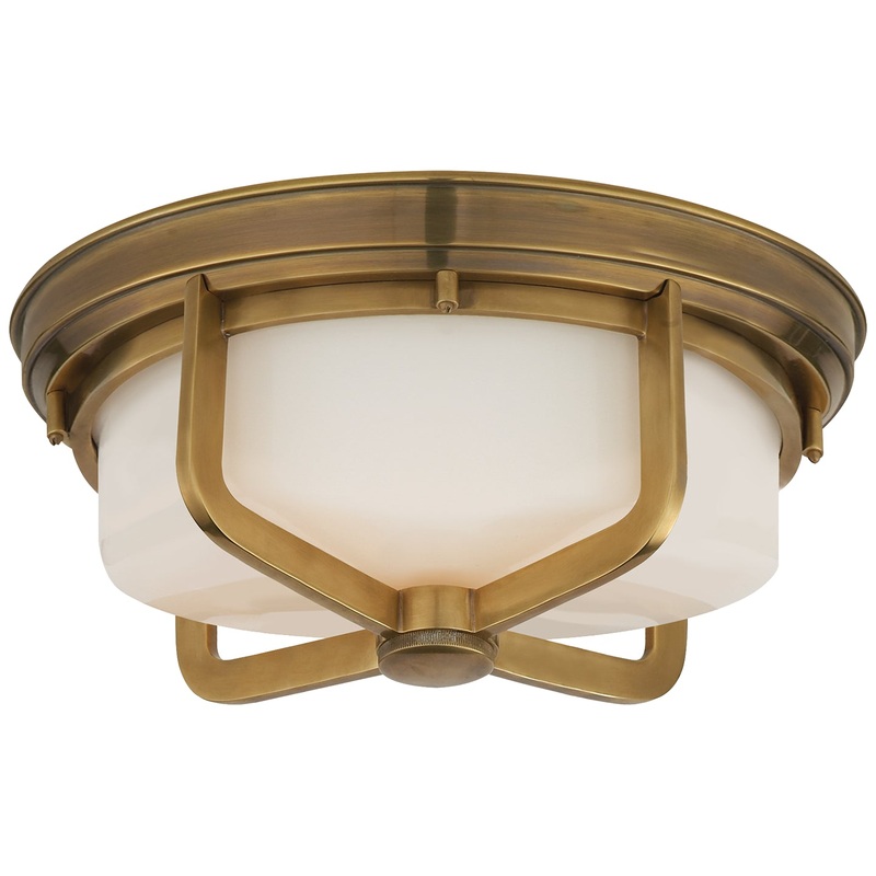 Two Light Flush Mount from the Milton Collection in Hand-Rubbed Antique Brass Finish by Visual Comfort Signature