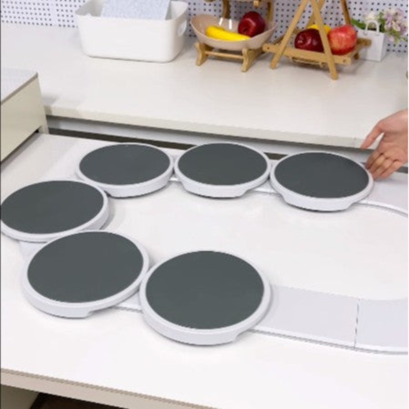 White 6 discs TheLazy Susan Revolution – Portable 22cm Rotating Food Tray for Easy Sharing