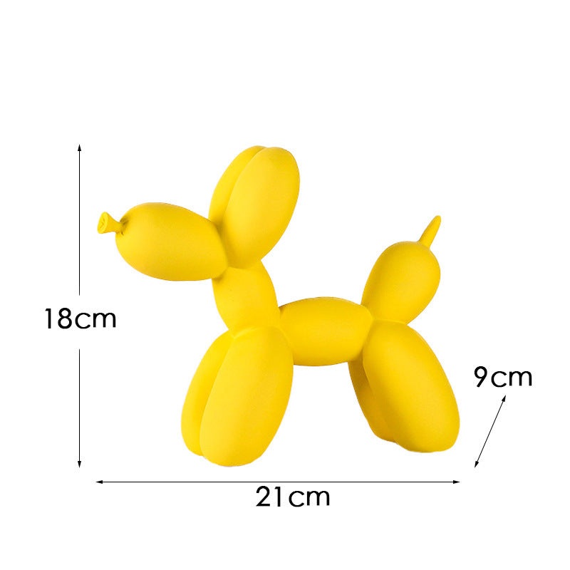 Yellow Modern Resin Balloon Dog Sculpture – Playful Art Figurine with Golden Snout Accent